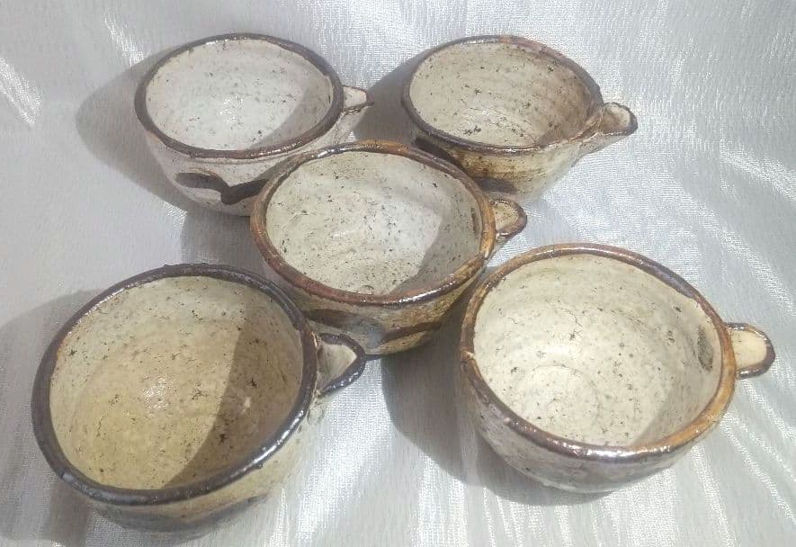 中川自然坊 【 粉引唐津 片口向付 】 五客 茶道具 懐石道具 共箱 743