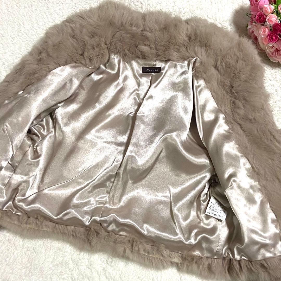 【美品】ラビットファー 毛皮 コート ボリューム◎ サイズM