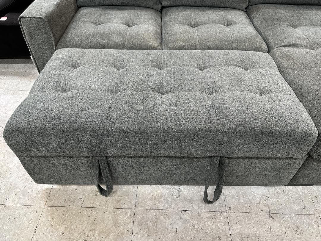 Shunovo　3人掛けソファーベッド　カウチ　収納付き　グレー