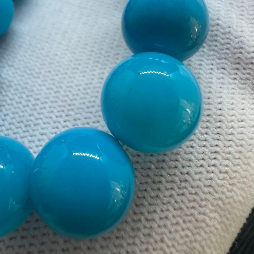 天然高品質のターコイズ(トルコ石)大粒ブルーのネックレスAB1048