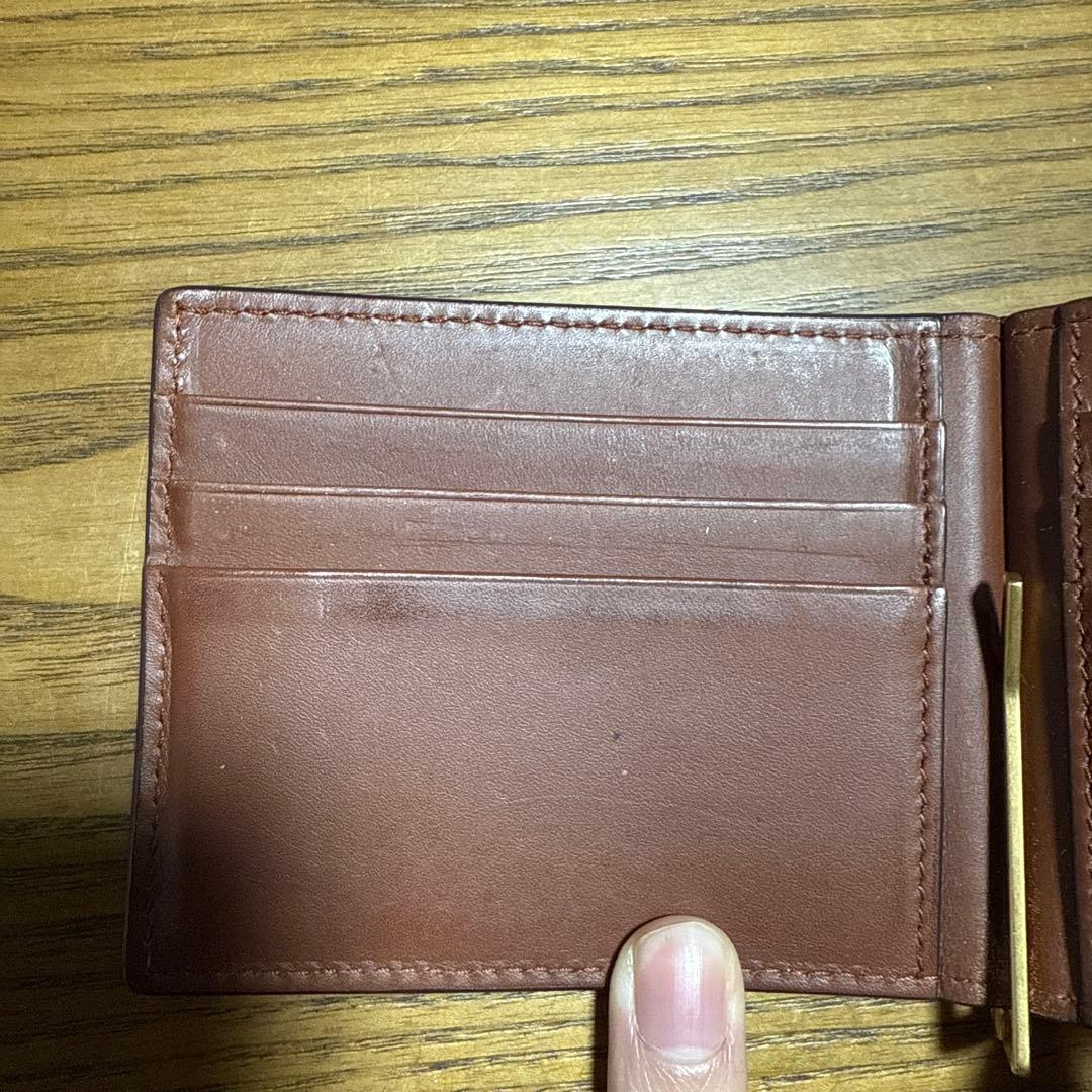 YSL 二つ折り財布 ブラウン ロゴパターン　マネークリップ
