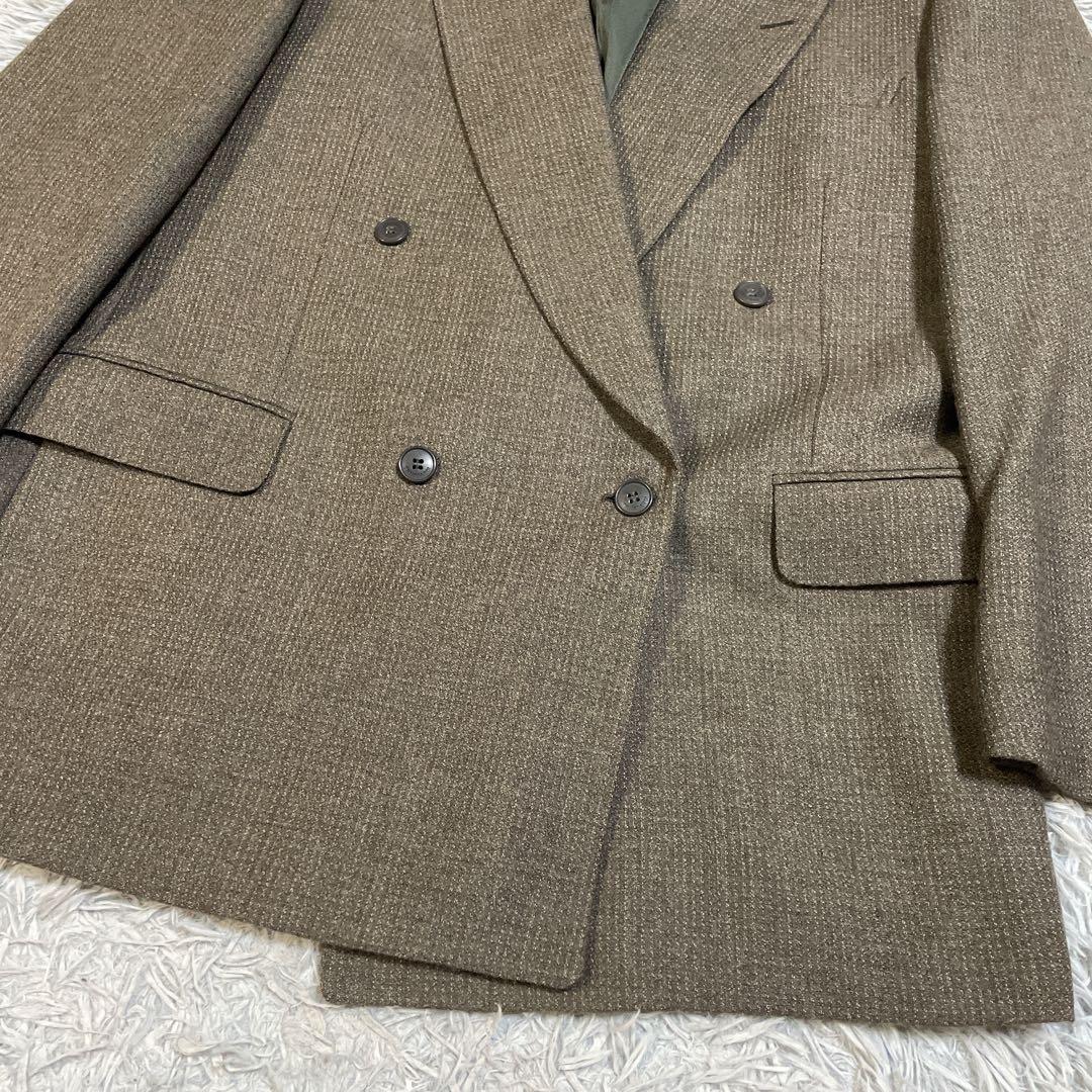 高級 トラサルディ ダブル セットアップ スーツ ウール100% ブラウン XL