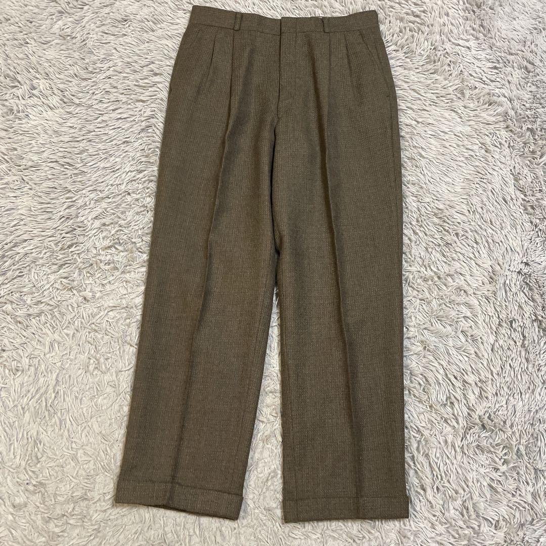 高級 トラサルディ ダブル セットアップ スーツ ウール100% ブラウン XL