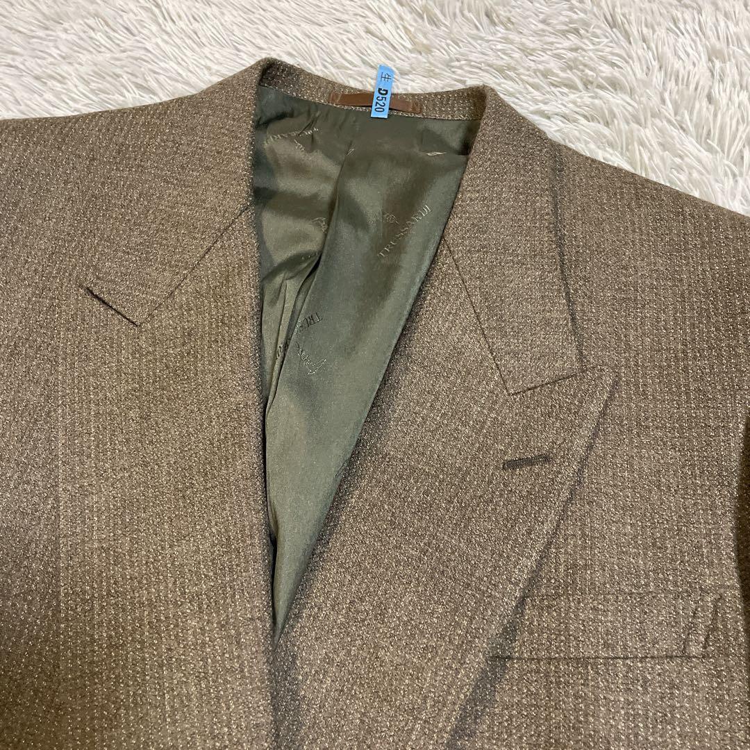 高級 トラサルディ ダブル セットアップ スーツ ウール100% ブラウン XL