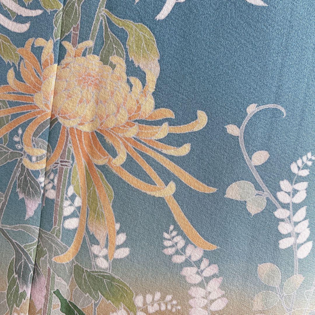 訪問着　フルセット　着物　正絹　トールサイズ　加賀友禅　高砂縮緬　しつけ付きG6