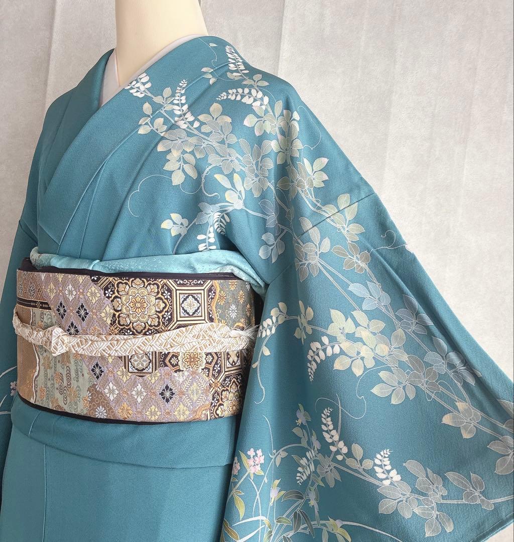 訪問着　フルセット　着物　正絹　トールサイズ　加賀友禅　高砂縮緬　しつけ付きG6