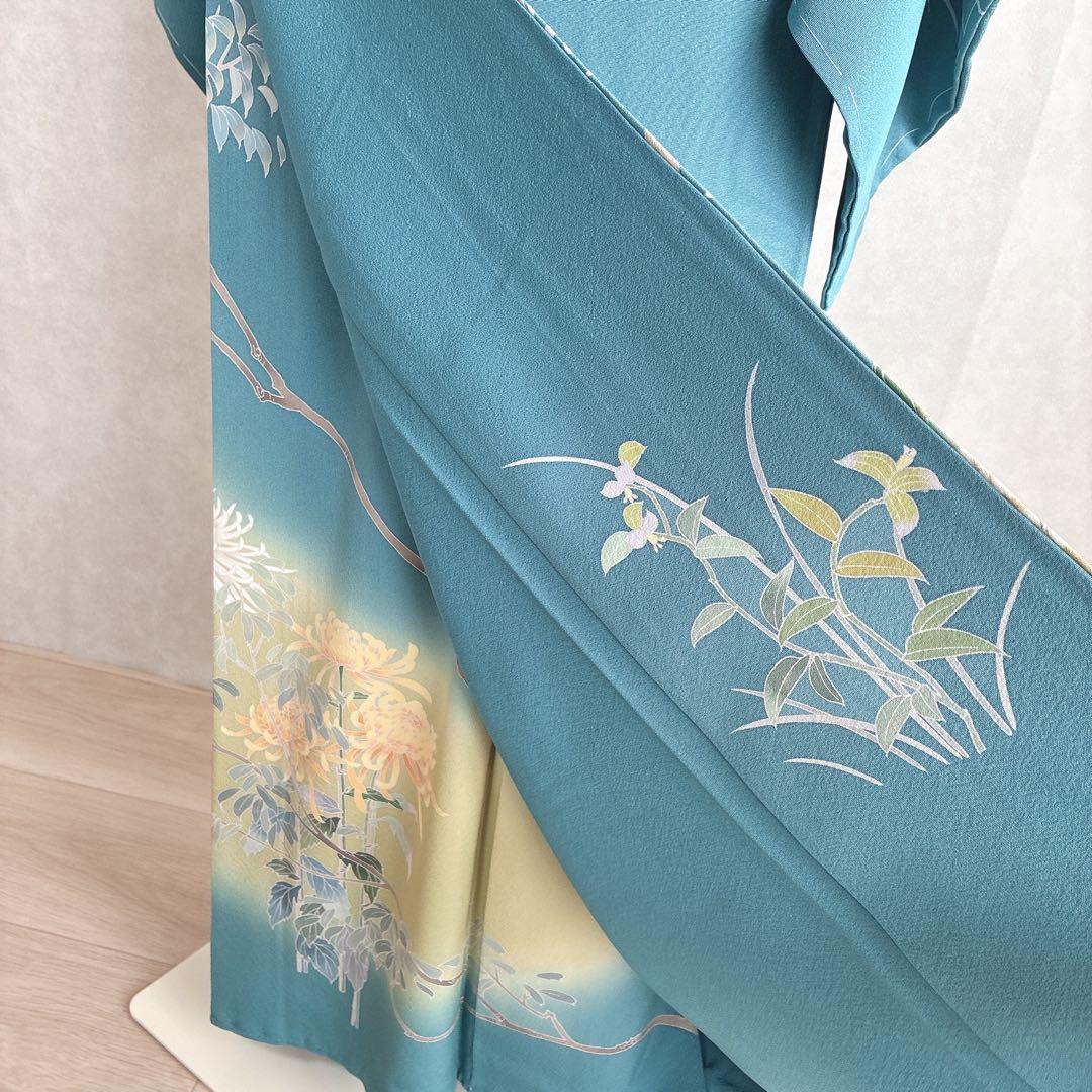 訪問着　フルセット　着物　正絹　トールサイズ　加賀友禅　高砂縮緬　しつけ付きG6