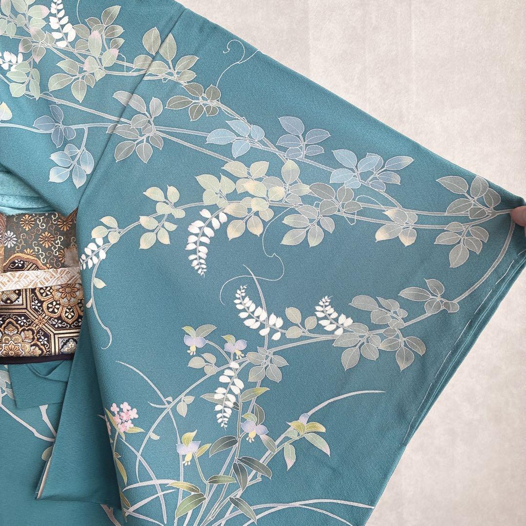 訪問着　フルセット　着物　正絹　トールサイズ　加賀友禅　高砂縮緬　しつけ付きG6