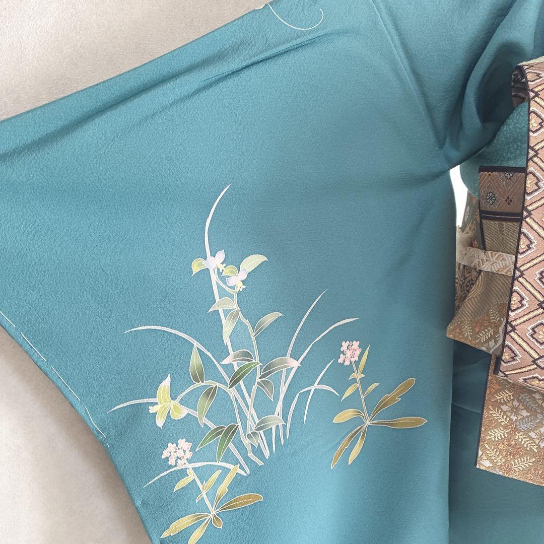 訪問着　フルセット　着物　正絹　トールサイズ　加賀友禅　高砂縮緬　しつけ付きG6