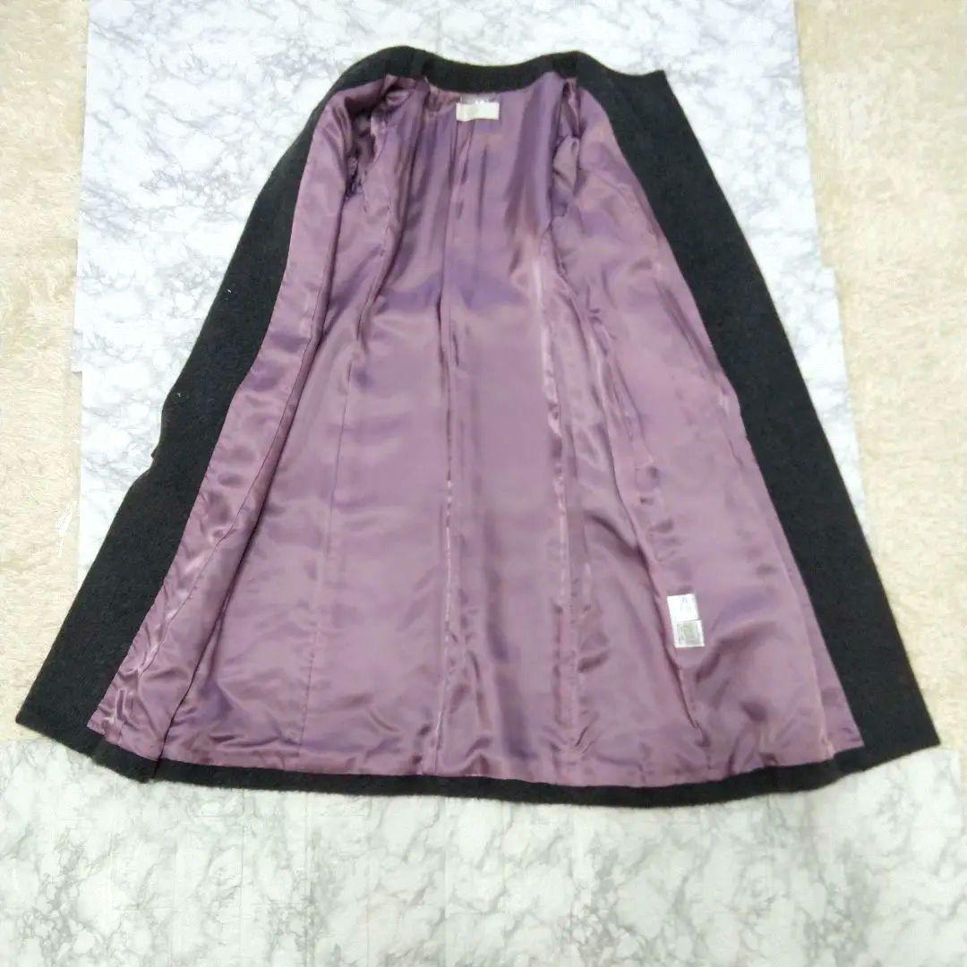 【美品】ELISA エリザ　アルパカ混 ノーカラーロングコート　③L　日本製