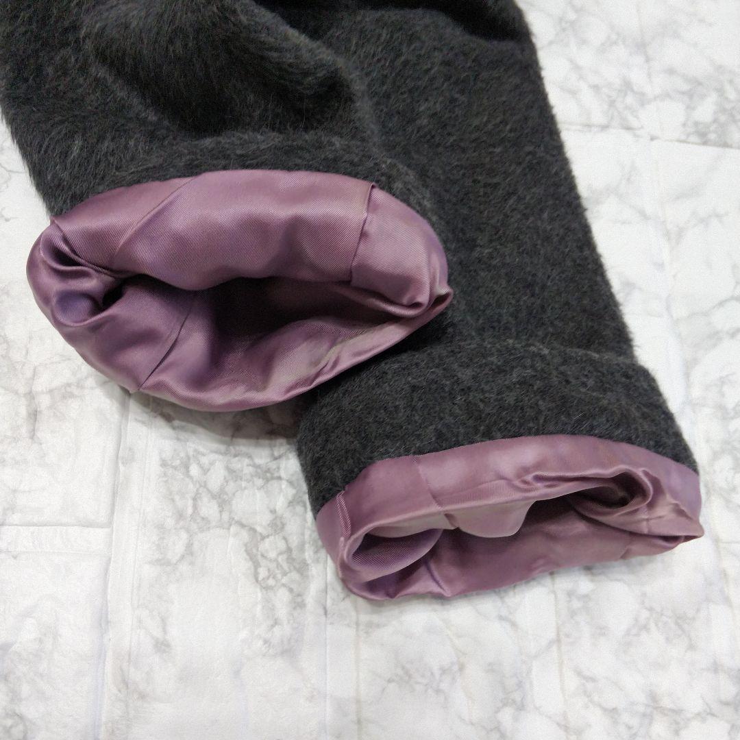 【美品】ELISA エリザ　アルパカ混 ノーカラーロングコート　③L　日本製