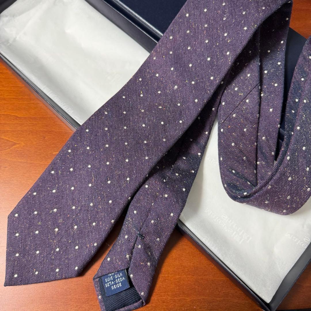 2本まとめ未使用 鎌倉シャツ BREUER別注 ネップ加工 ドットタイ ネクタイ