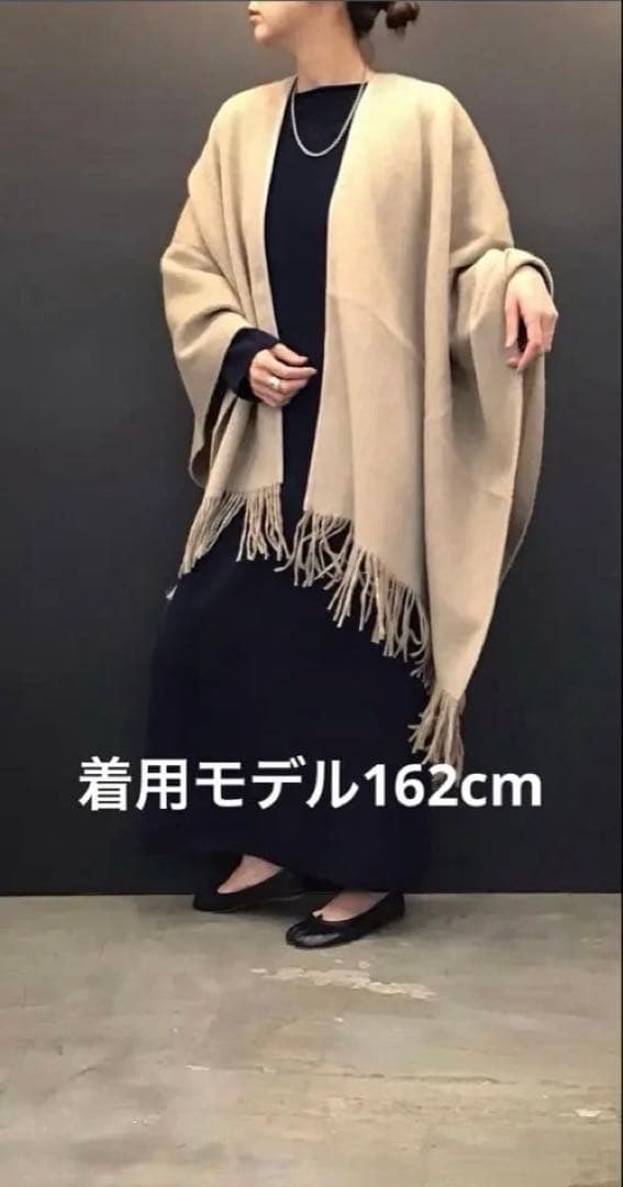 ぽぽ【新品未使用・タグ付】TICCAウールストライプストールポンチョ