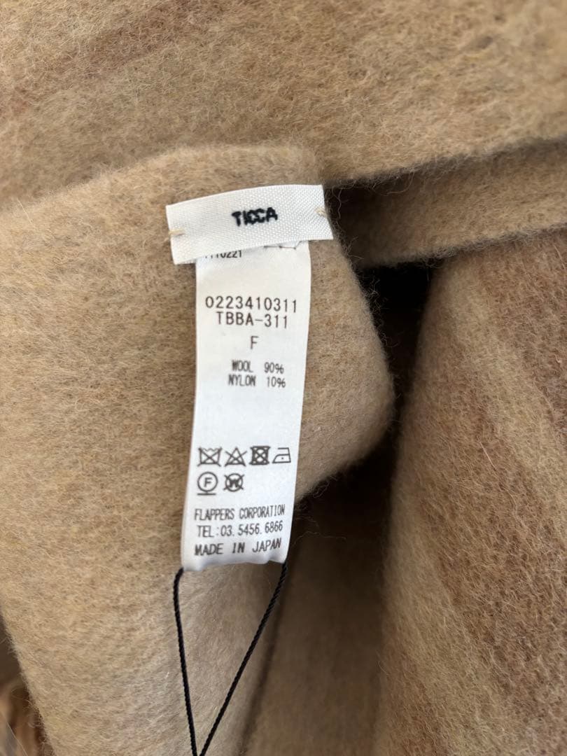 ぽぽ【新品未使用・タグ付】TICCAウールストライプストールポンチョ