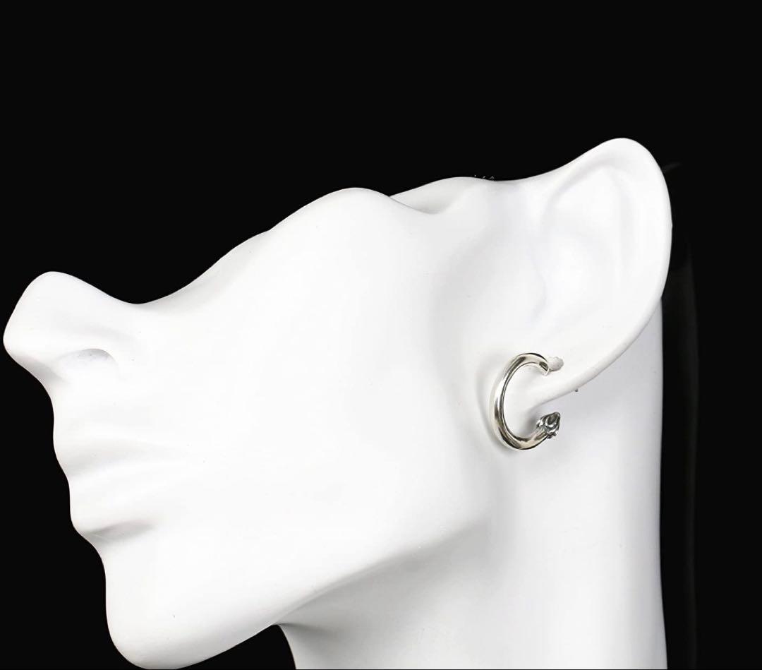 シルバー925素材 クロスプレーンフープピアス クロスピアス クロスボール片耳