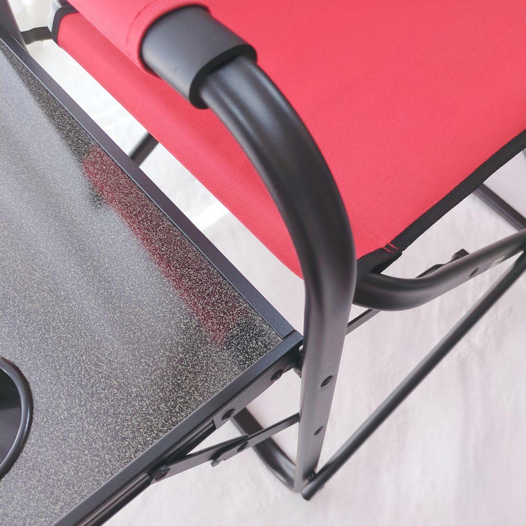 美品 コールマン サイドテーブル付デッキチェア2脚 レッド