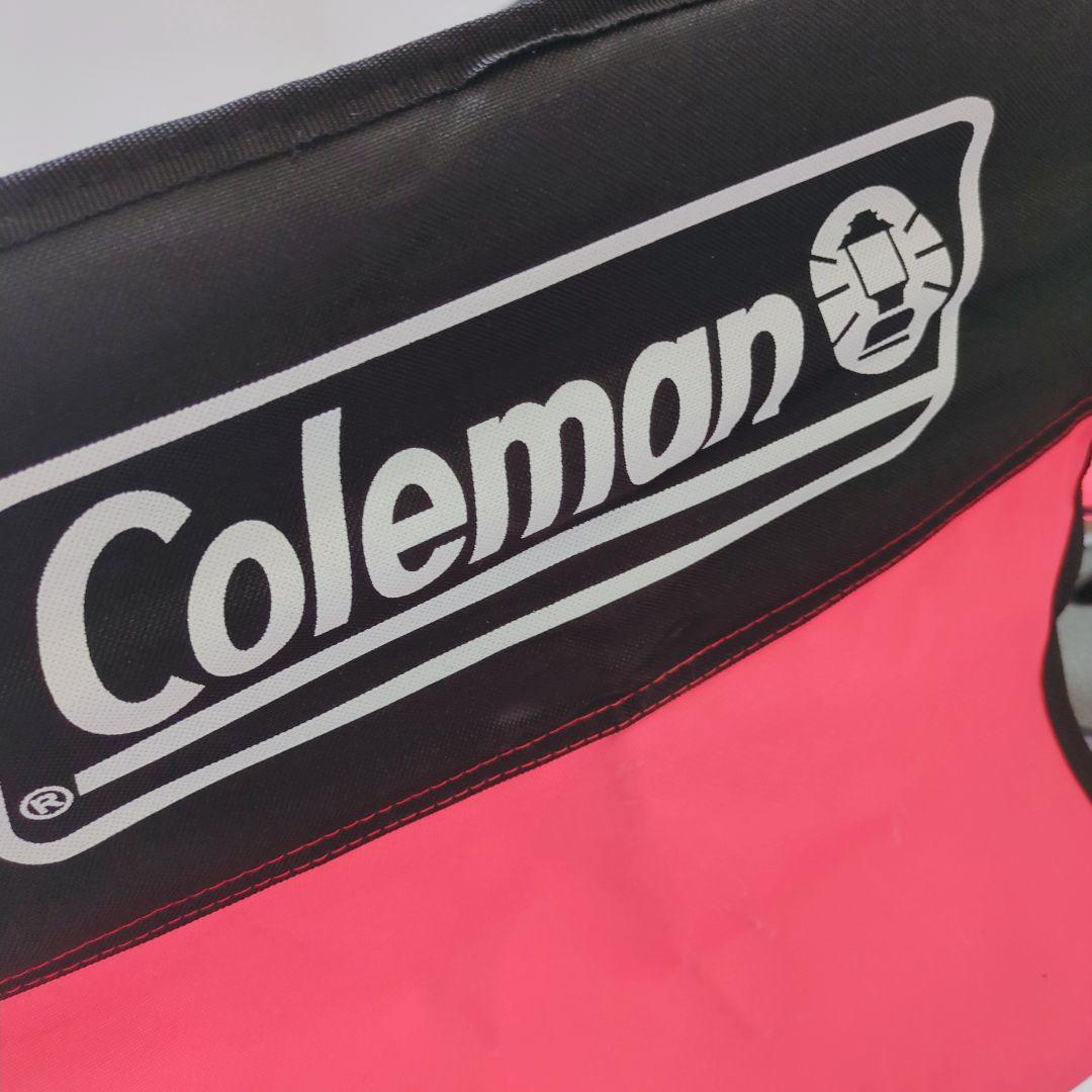 美品 コールマン サイドテーブル付デッキチェア2脚 レッド