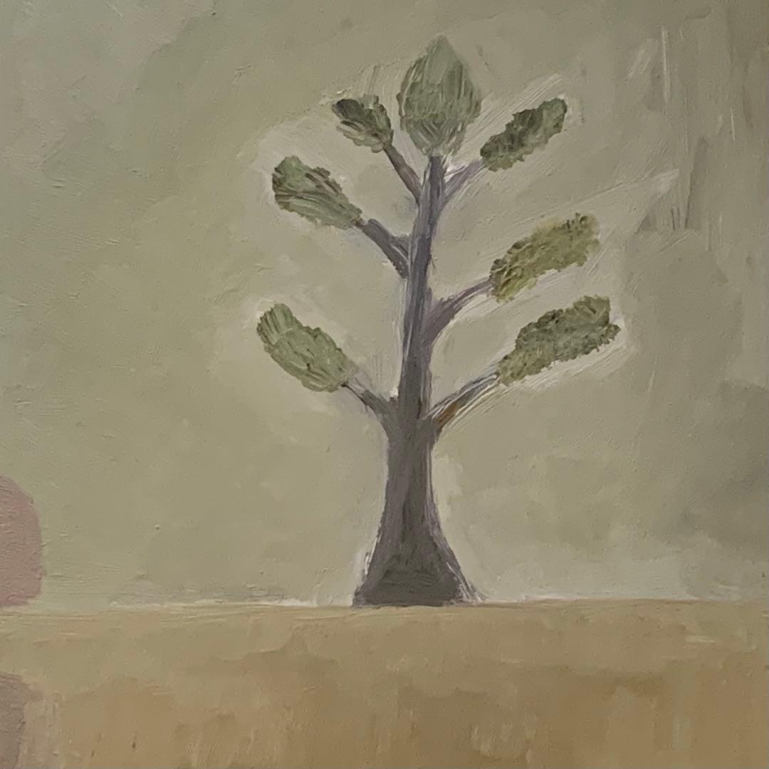 油彩 油絵 額装「木 No.7」oil on board 現代美術 絵