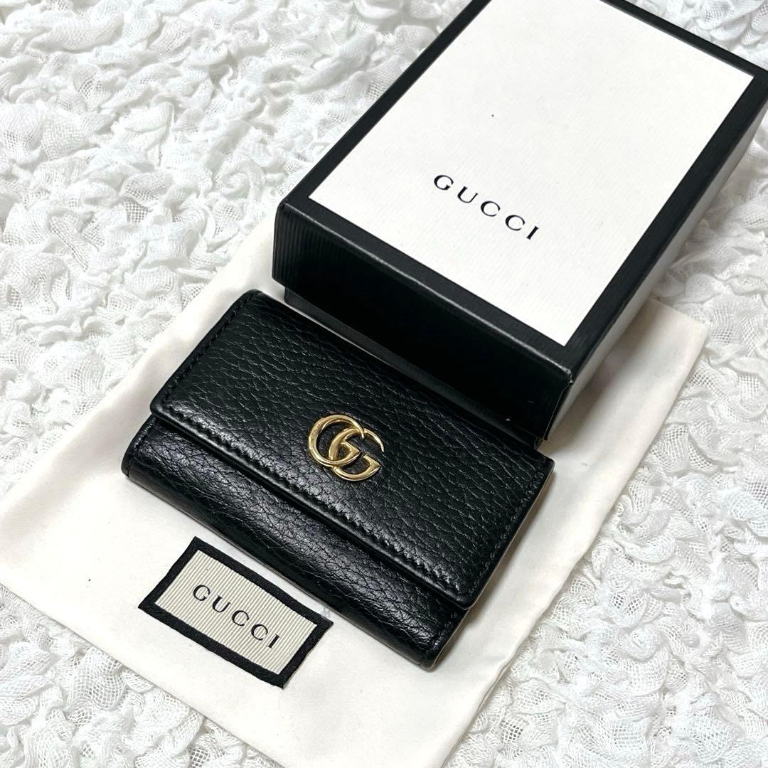 美品✨GUCCI グッチ マーモント キーケース　456118 レザー　黒