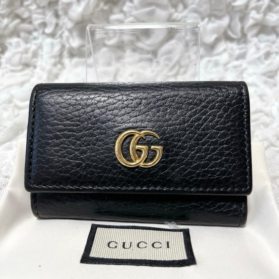 美品✨GUCCI グッチ マーモント キーケース　456118 レザー　黒
