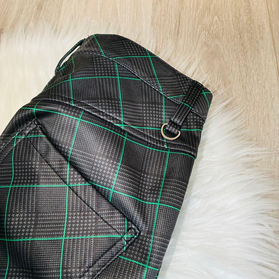 未使用級　プーマゴルフ　PUMA GOLF チェック柄　黒　緑　裏起毛