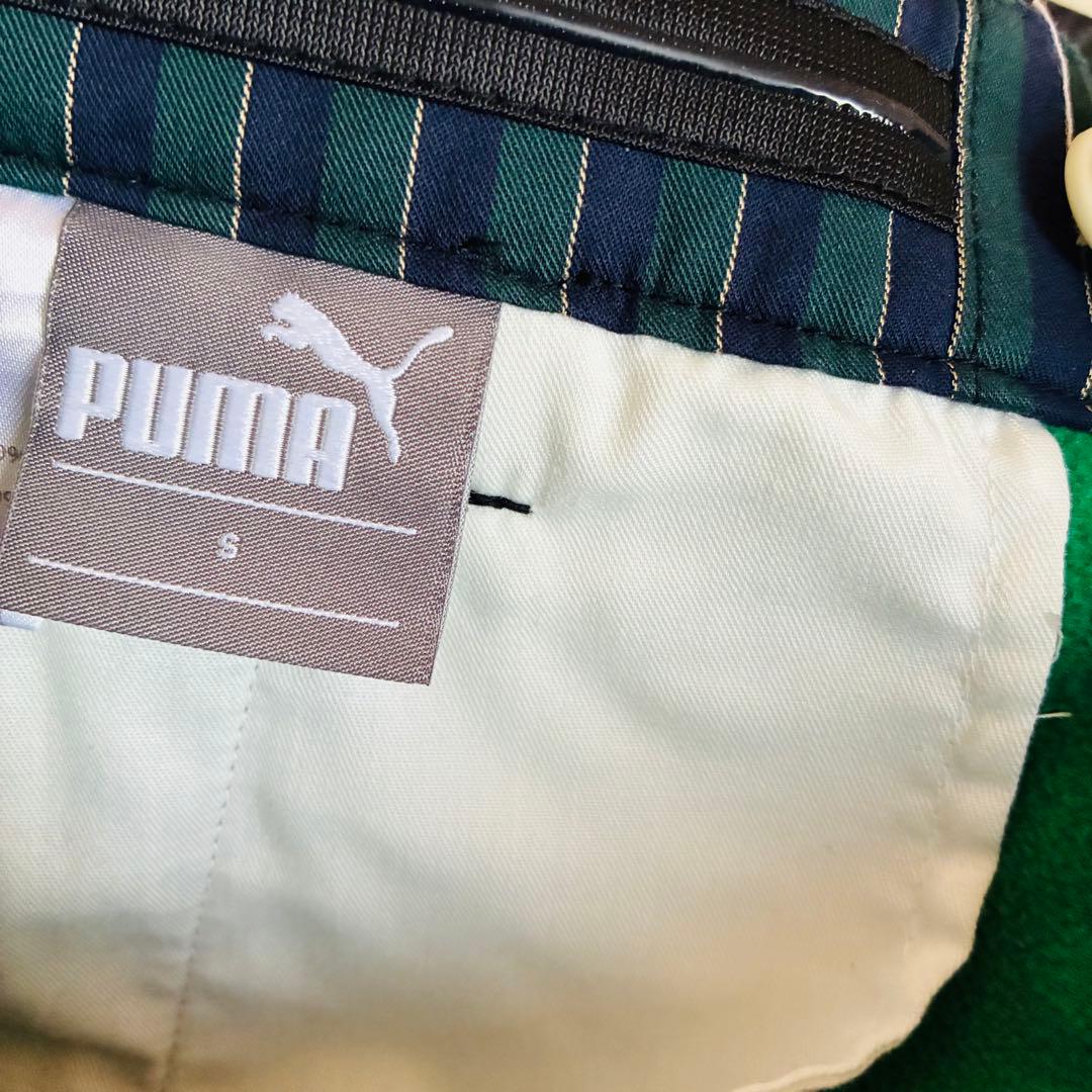 未使用級　プーマゴルフ　PUMA GOLF チェック柄　黒　緑　裏起毛