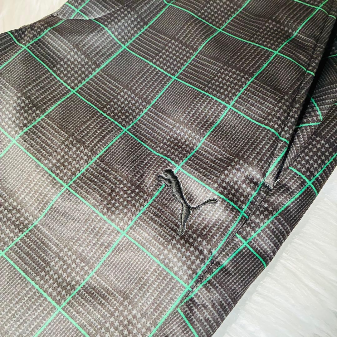 未使用級　プーマゴルフ　PUMA GOLF チェック柄　黒　緑　裏起毛