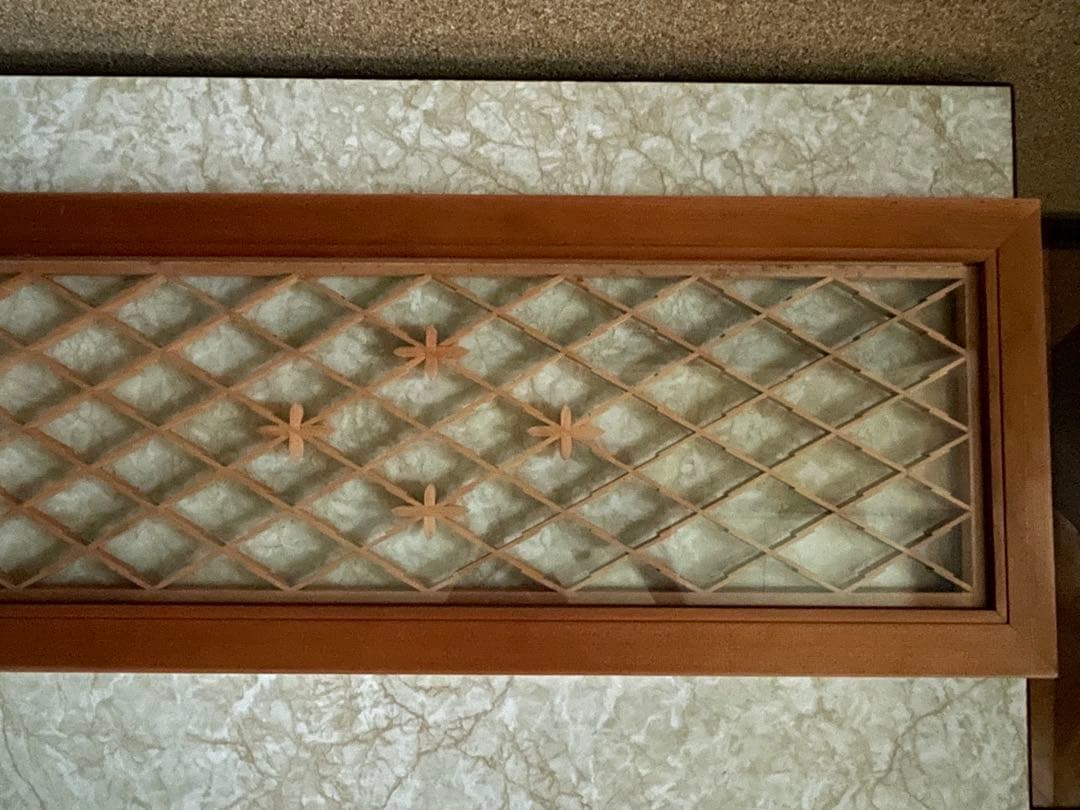 木製 建具 欄間 らんま 2枚組 ガラスあり　昭和レトロ