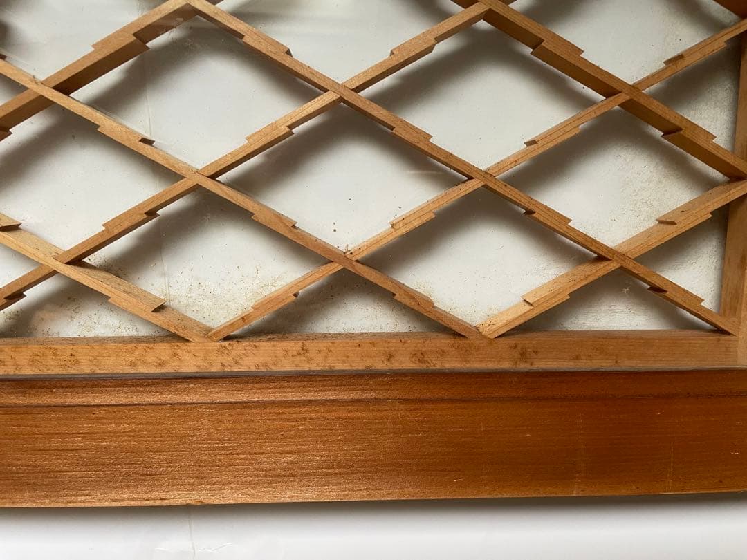 木製 建具 欄間 らんま 2枚組 ガラスあり　昭和レトロ