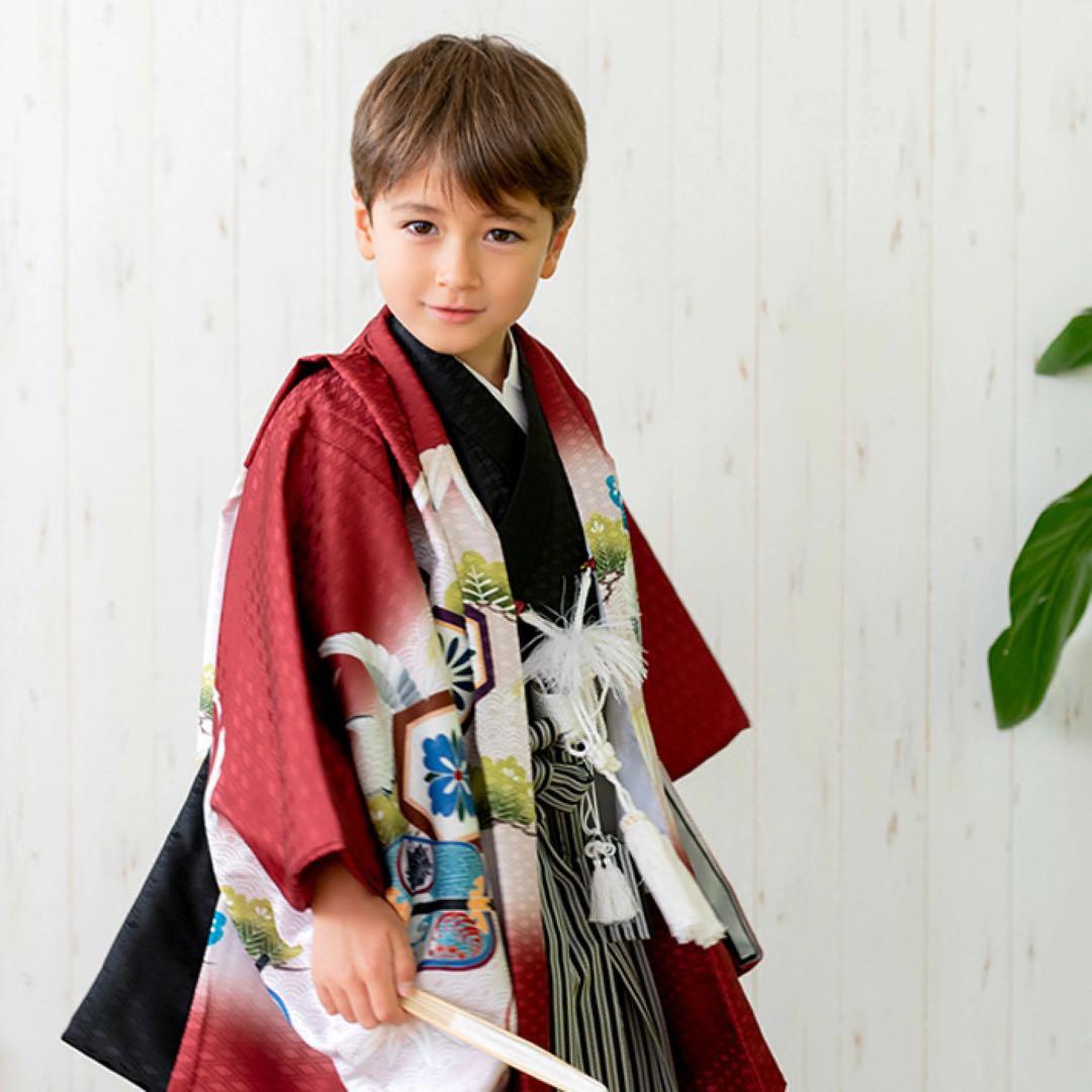5歳　男の子　七五三　羽織袴セット　赤