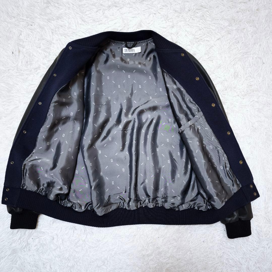 美品 シークエル SEQUEL カシミヤ 袖レザースタジャン 藤原ヒロシ L