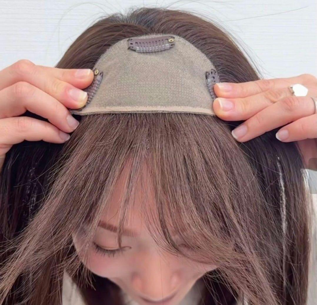 百合子ウィッグ　前髪ウィッグ　スズメ 　ナチュラルブラウン　前髪あり