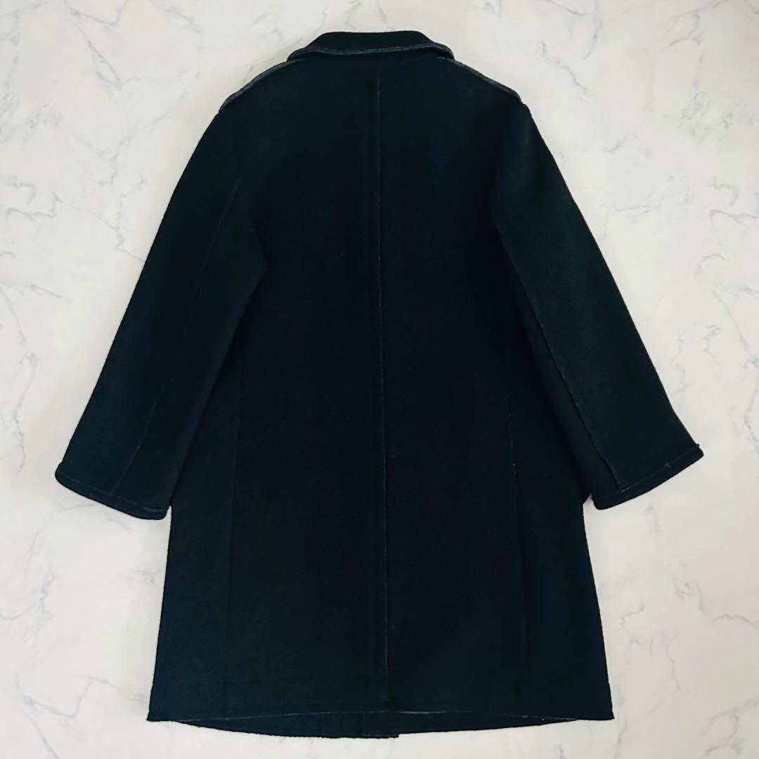 トリココムデギャルソン リバーコート 丸襟 ダブルフェイス ウール ブラック M