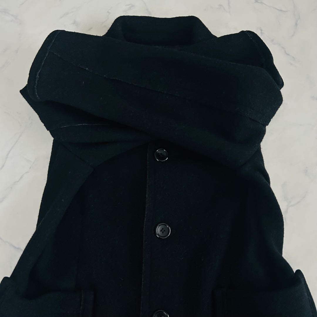 トリココムデギャルソン リバーコート 丸襟 ダブルフェイス ウール ブラック M