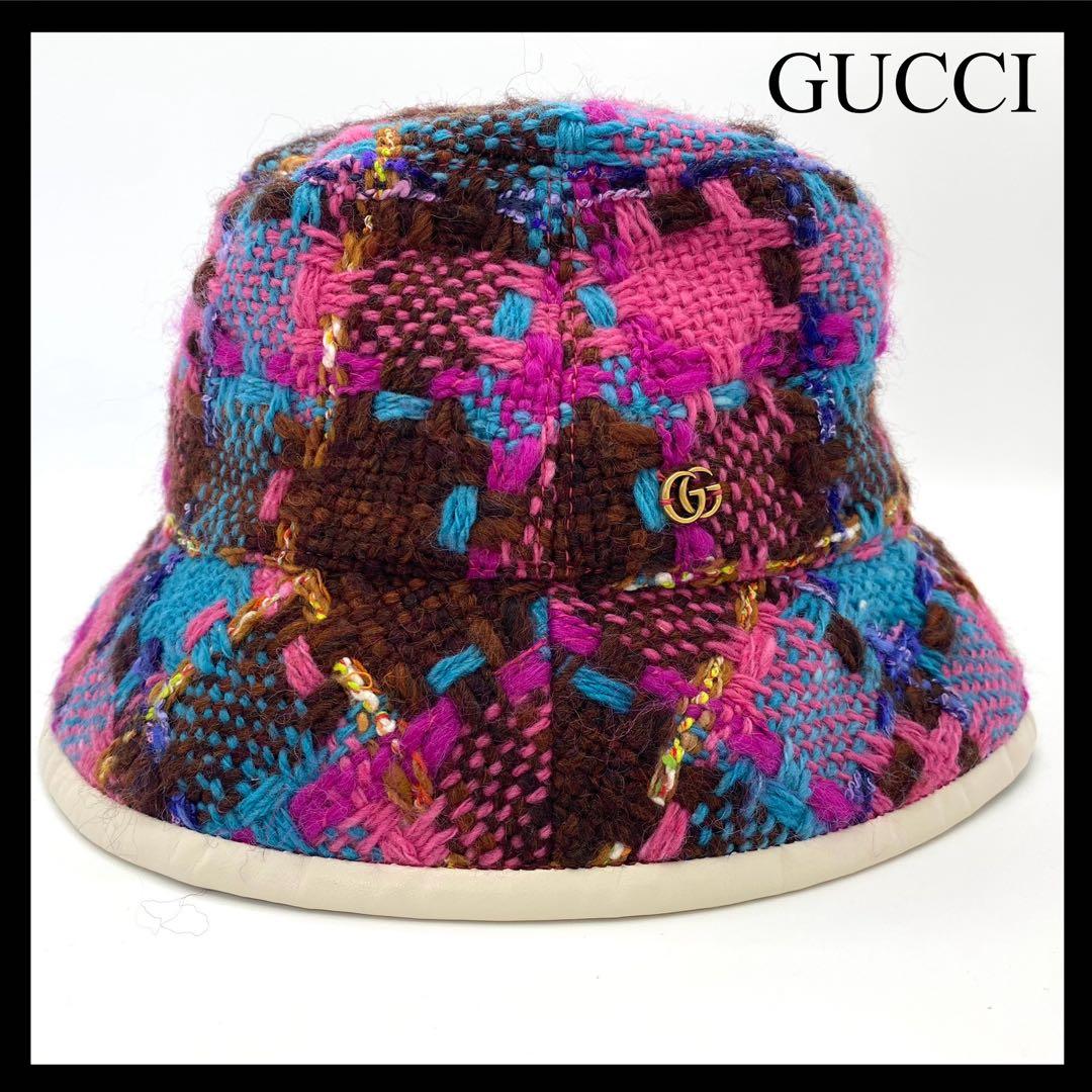 極美品✨グッチ GUCCI バケットハット GGロゴ ツイード
