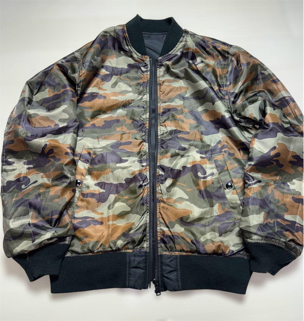 （美品）90s ALPHA MA-1 リバーシブル ブラック × 迷彩