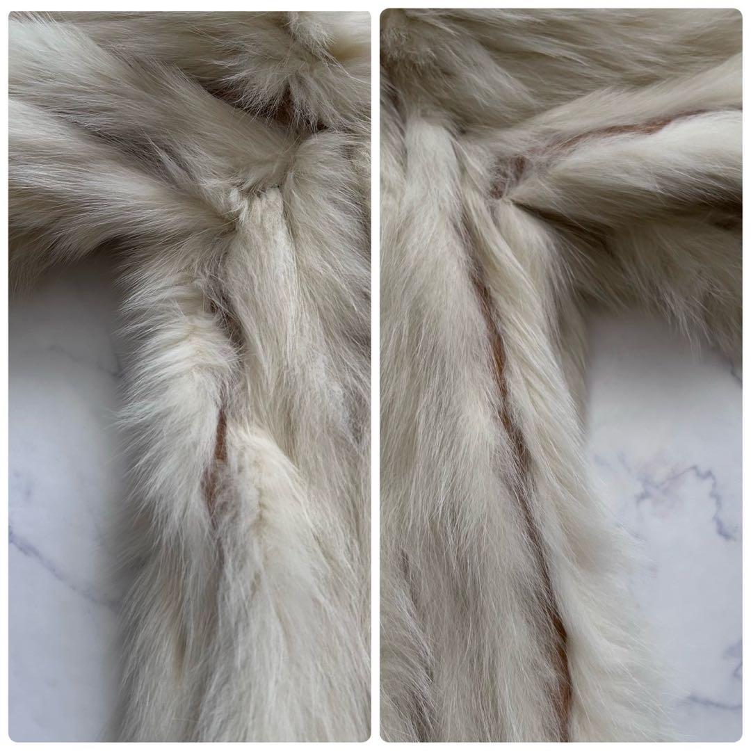 XL ボリューム感◎銀SAGA 毛皮コート フォックスファー 肉厚女優襟