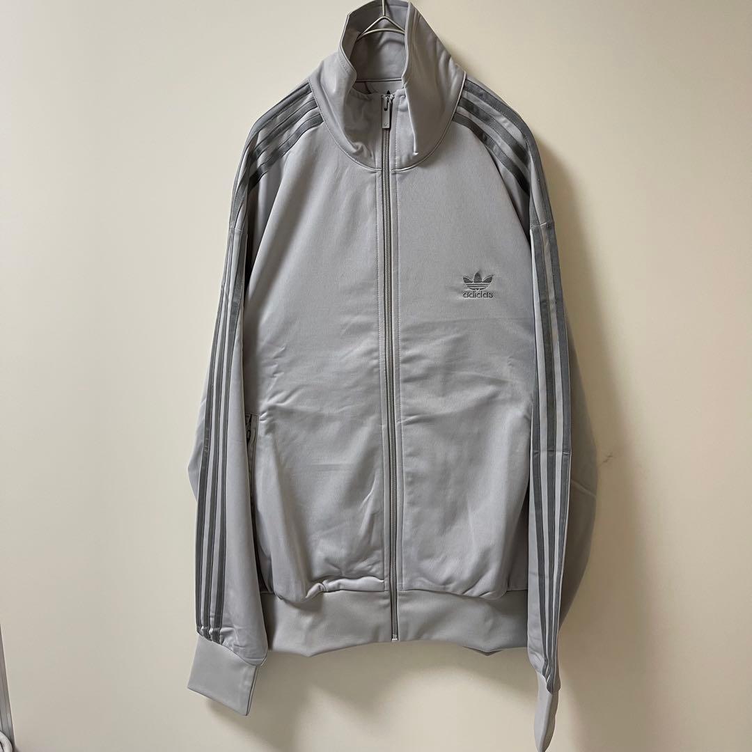 新品M】アディダス刺繍トラックジャケット古着ジャージトップ　灰グレー