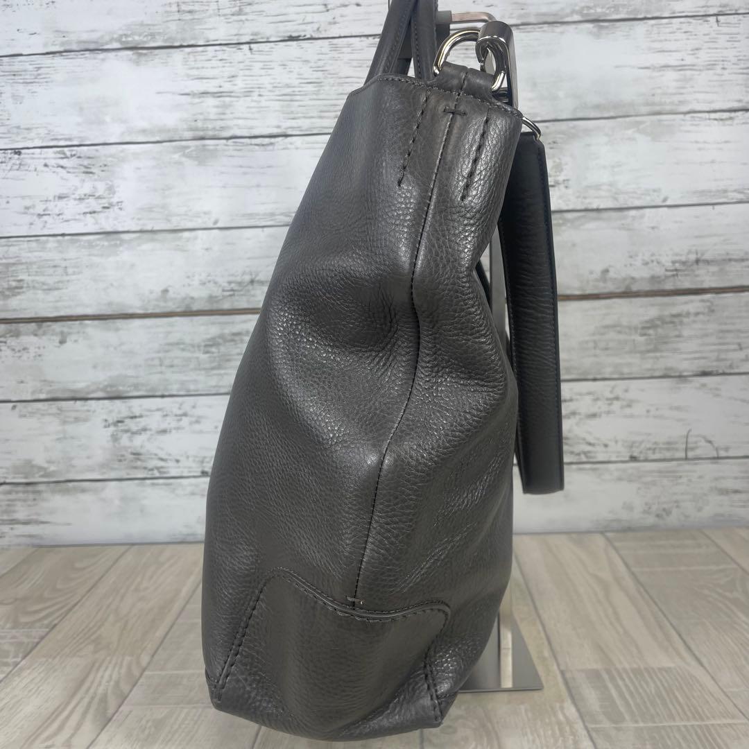 【美品】HIROFU ショルダーバッグ　ハンドバッグ2way A4収納　グレー