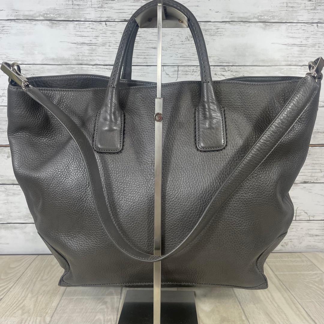 【美品】HIROFU ショルダーバッグ　ハンドバッグ2way A4収納　グレー