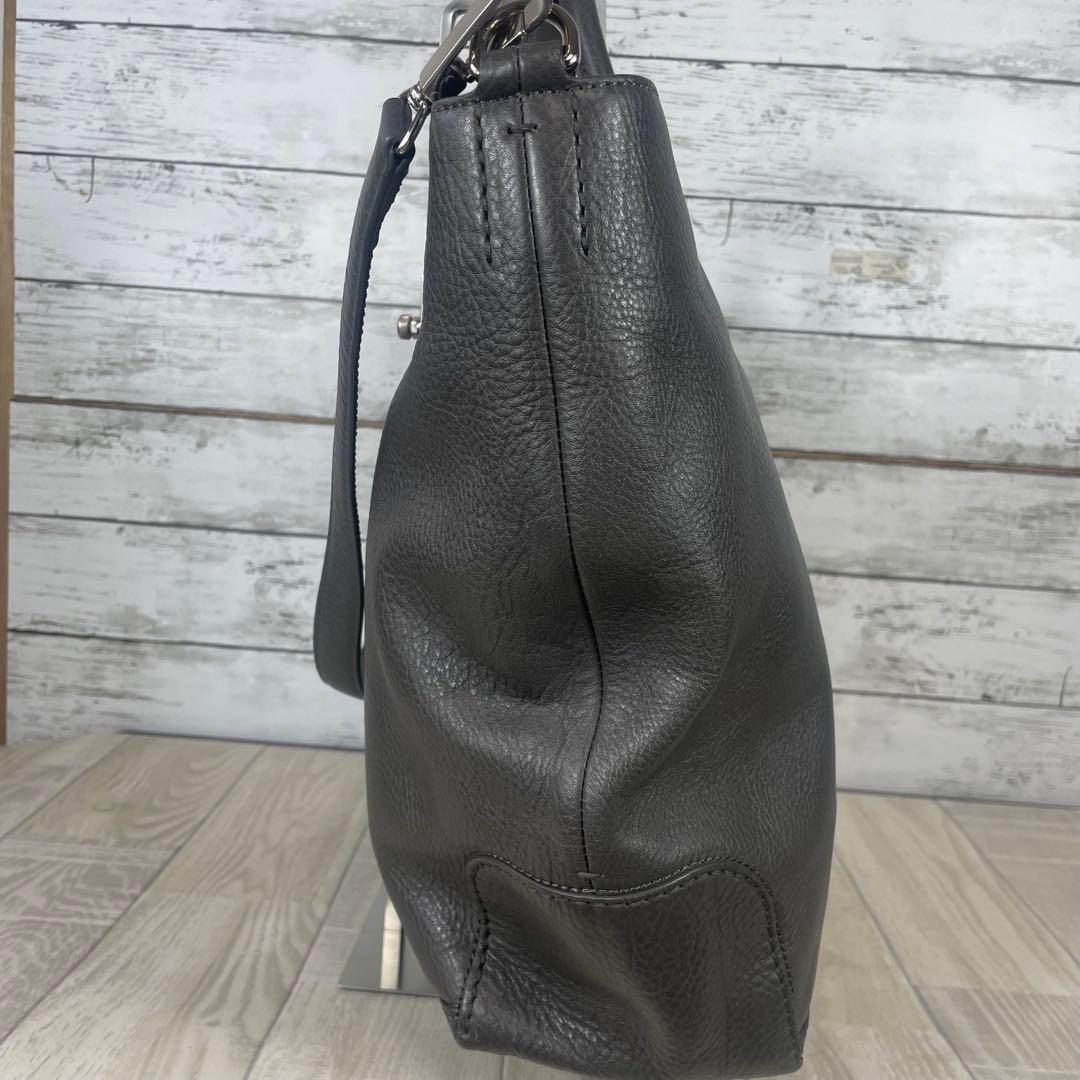 【美品】HIROFU ショルダーバッグ　ハンドバッグ2way A4収納　グレー