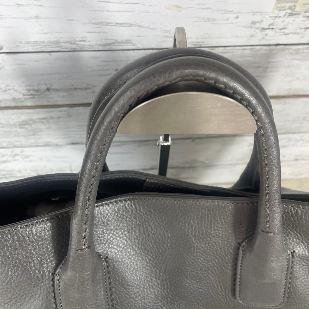 【美品】HIROFU ショルダーバッグ　ハンドバッグ2way A4収納　グレー