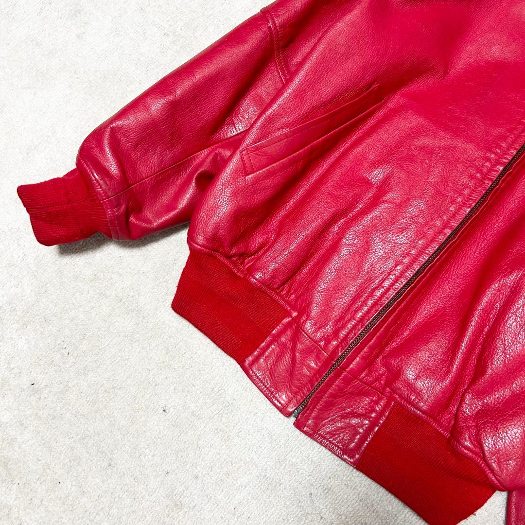 美品　アバハウス　90s ヴィンテージ　レザースタジャン　ブルゾン　牛革　赤