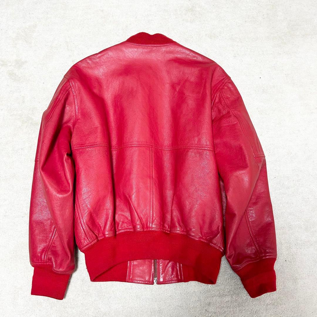 美品　アバハウス　90s ヴィンテージ　レザースタジャン　ブルゾン　牛革　赤