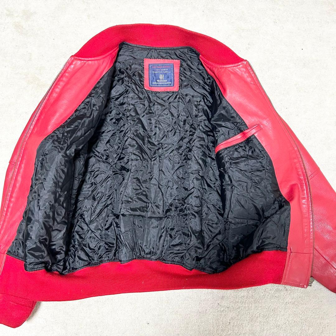 美品　アバハウス　90s ヴィンテージ　レザースタジャン　ブルゾン　牛革　赤