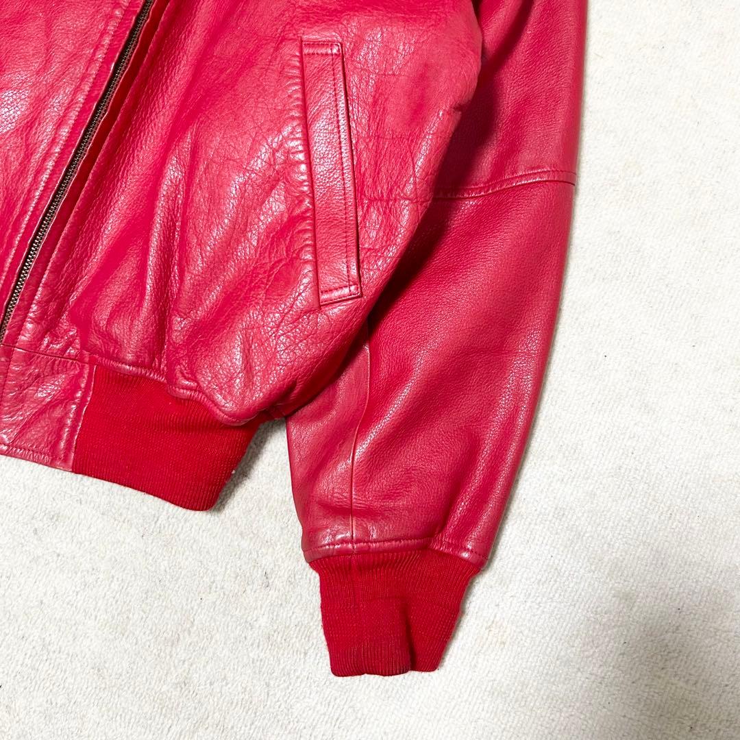 美品　アバハウス　90s ヴィンテージ　レザースタジャン　ブルゾン　牛革　赤