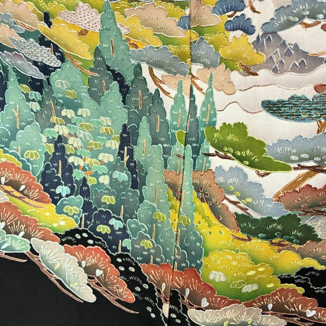 D66 黒留袖 総刺繍 蘇州刺繍 桐紋 正絹 着物 袷 極美品