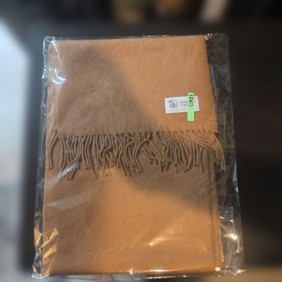 Johnstons of Elgin カシミヤマフラー ブラウン　小判