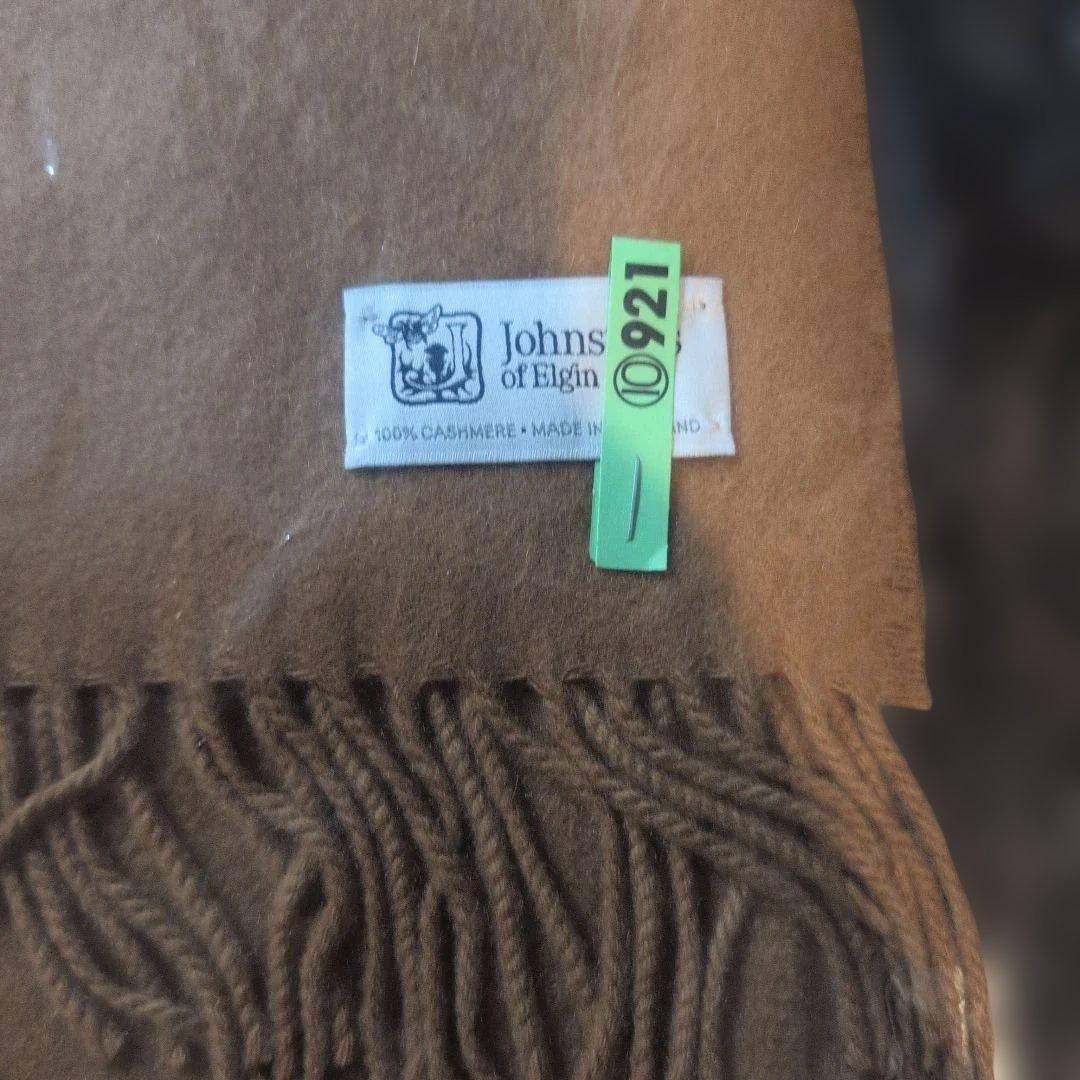 Johnstons of Elgin カシミヤマフラー ブラウン　小判