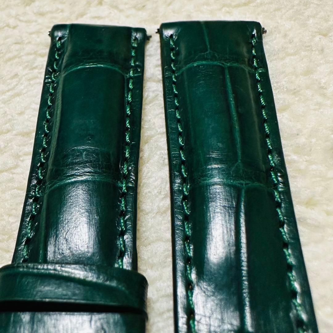 2028#19mm-16mmダークグリーン★スイス製★本物クロコダイルベルト